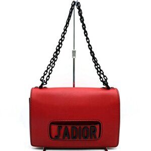 CHRISTIAN DIOR Red Leather Shoulder Bag